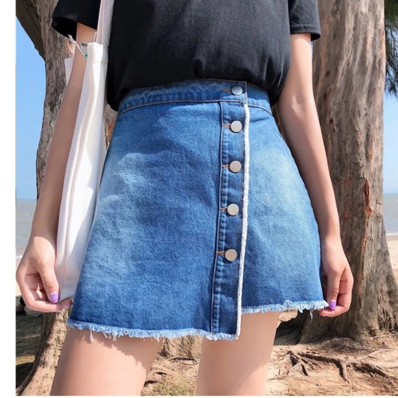 Zara Blue Asymmetrical Denim Skirt - Picture 1 of 8
